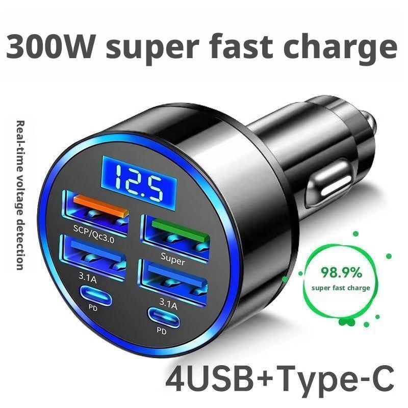 Travel Plug Type C - Ładowarka samochodowa 300W PD, 6 portów,