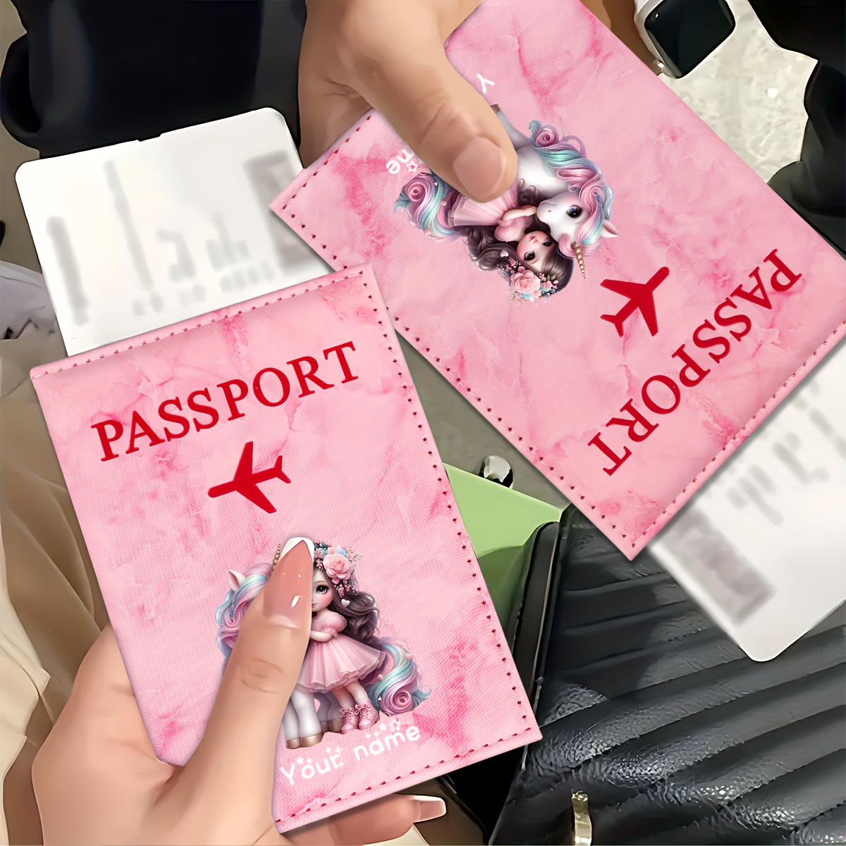 Travel Accessories On Plane - Portfel na paszport z PU z