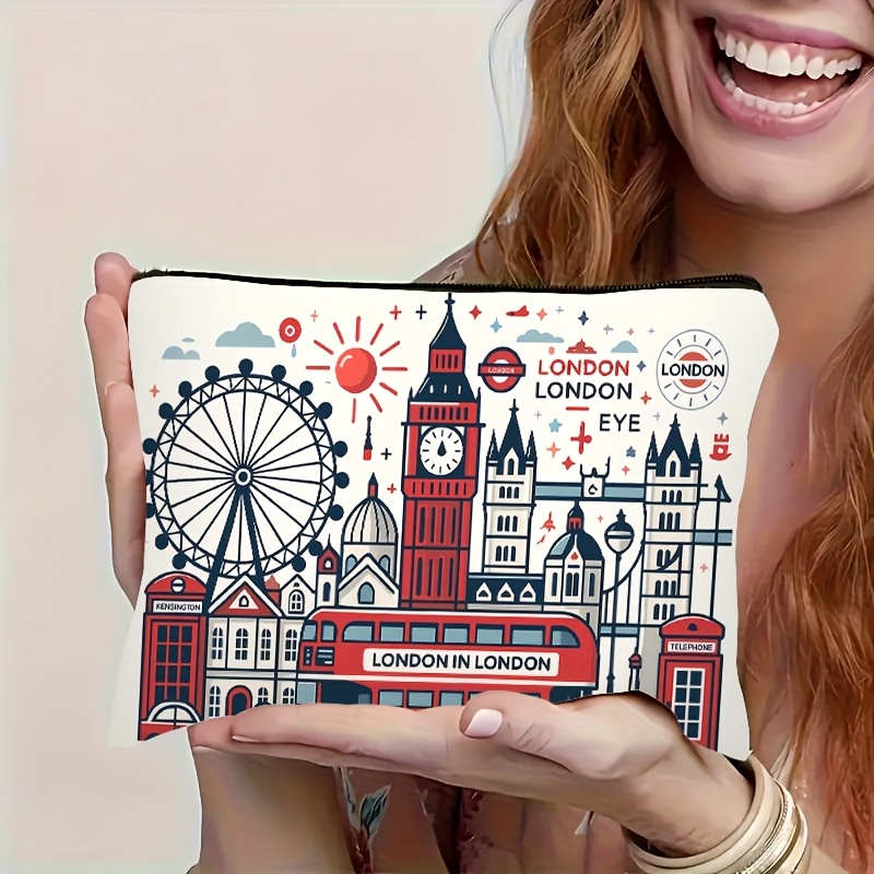 Travel Accessories London - Wzór budynków Londynu, wielofunkcyjna kosmetyczka podróżna,