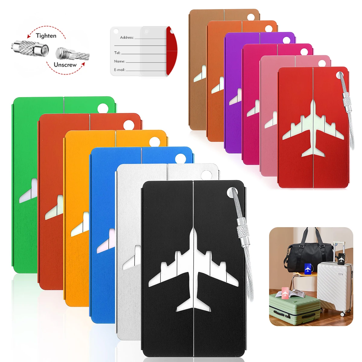Travel Accessories On Plane - Przywieszka do bagażu podróżnego ze stopu