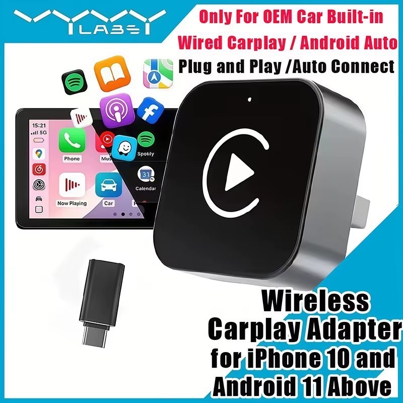 Travel Plug Type C - Adapter bezprzewodowy 2w1 CarPlay Plug-and-Play dla