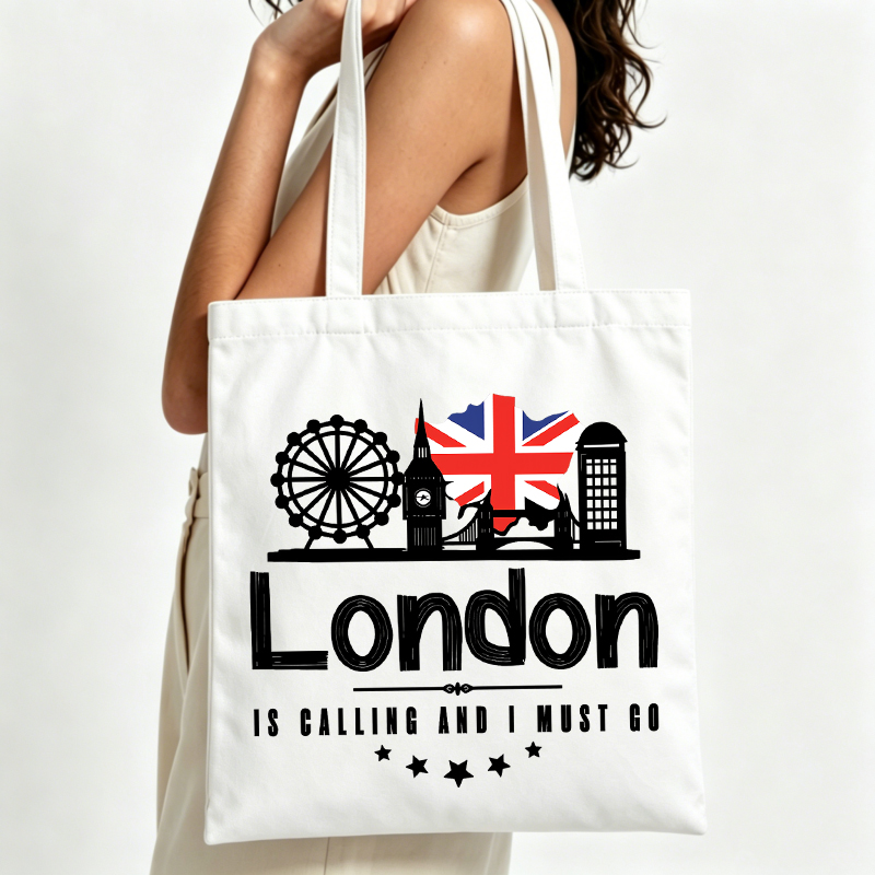 Travel Accessories London - Damska torba płócienna z nadrukiem panoramy
