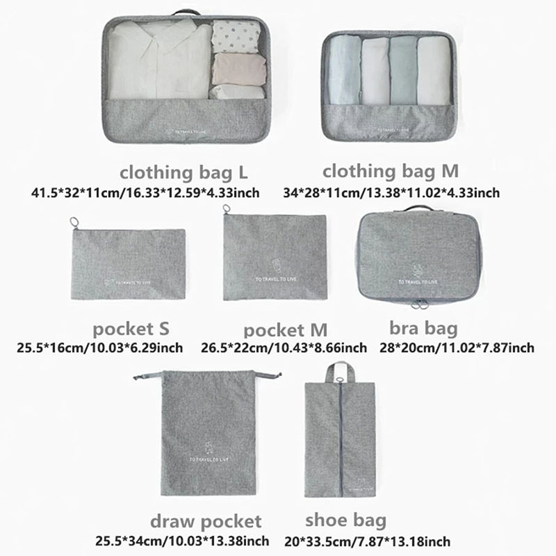 7-częściowy zestaw kostek do p – Travel Accessories Pouch For Women recenzja i cena